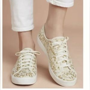 Keds x Rifle Paper Co. Kickstart Floral Sneakers, Size 11 Cream (white) & Gold